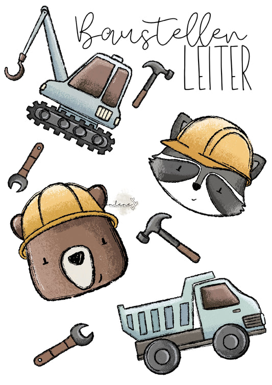 Bügelbildbogen A4 Baustellenleiter