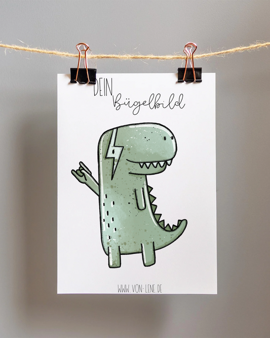 Bügelbild Rockstar Dino
