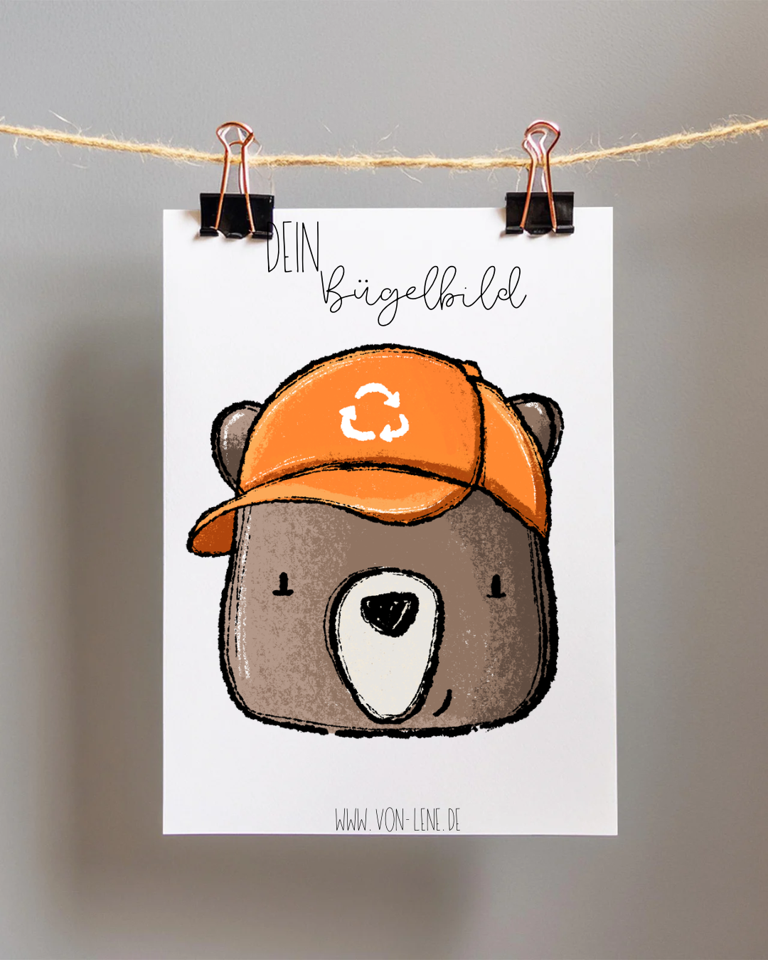 Bügelbild groß Müllabfuhr Bär Orange