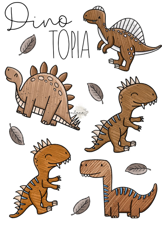 Bügelbildbogen A4 Dinotopia