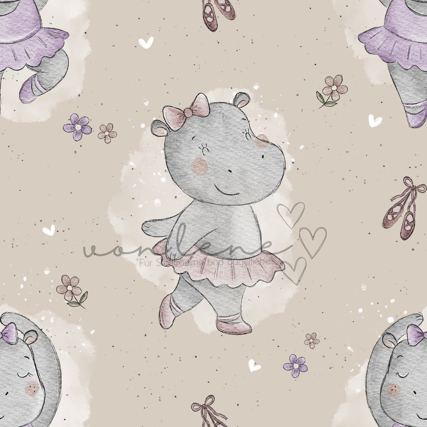 Hippo Ballerina Design Digital inkl. PNG Datei