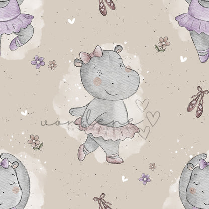 Hippo Ballerina Design Digital inkl. PNG Datei