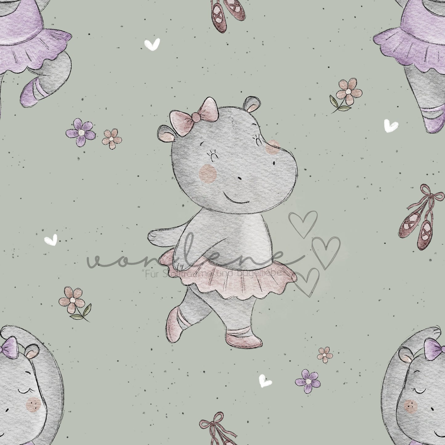 Hippo Ballerina Design Digital inkl. PNG Datei
