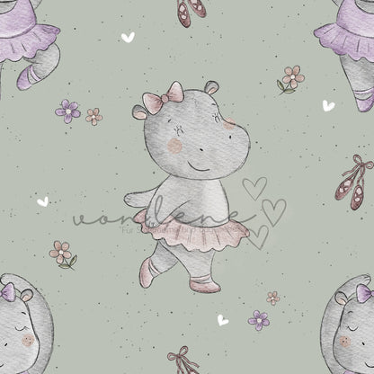 Hippo Ballerina Design Digital inkl. PNG Datei