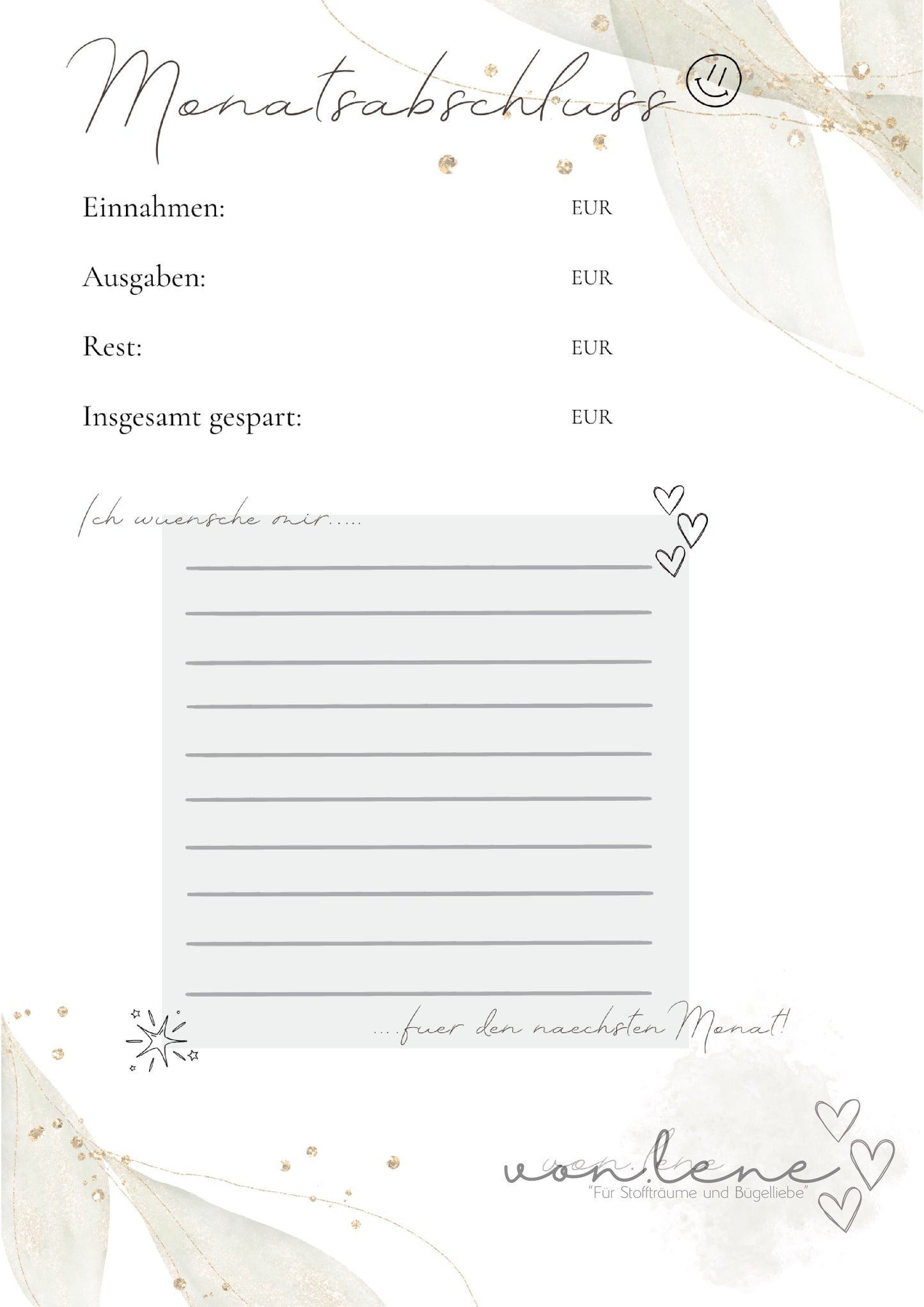 Familien Budgetplaner digitale Datei