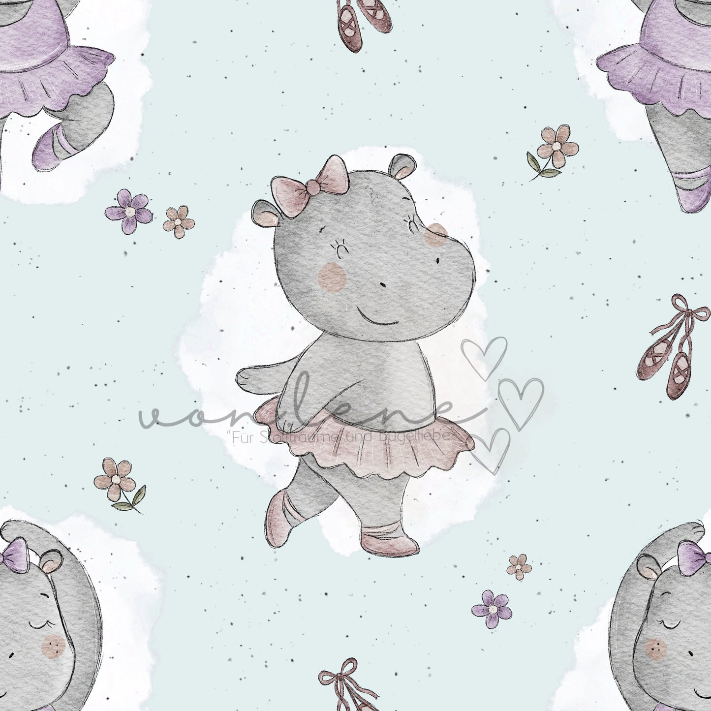 Hippo Ballerina Design Digital inkl. PNG Datei
