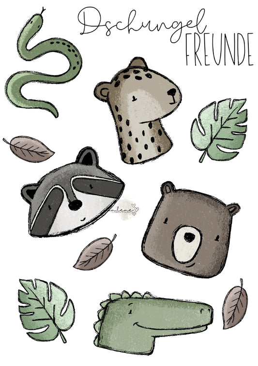 Bügelbildbogen A4 Dschungel Freunde