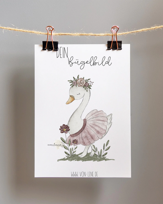 Bügelbild groß Schwan