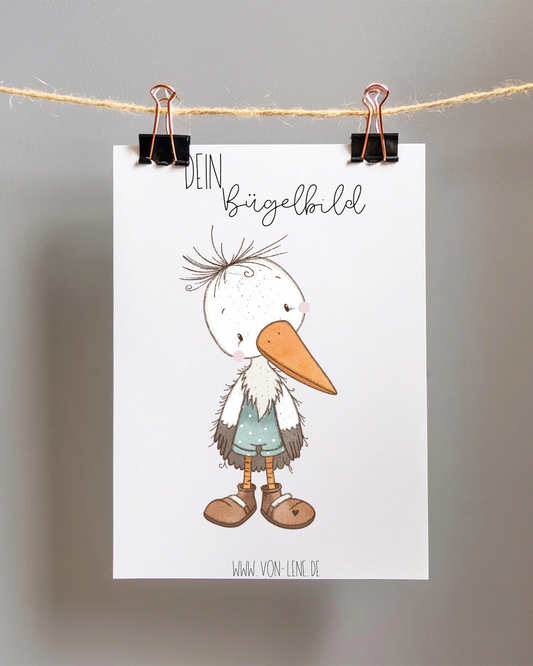 Bügelbild Storch