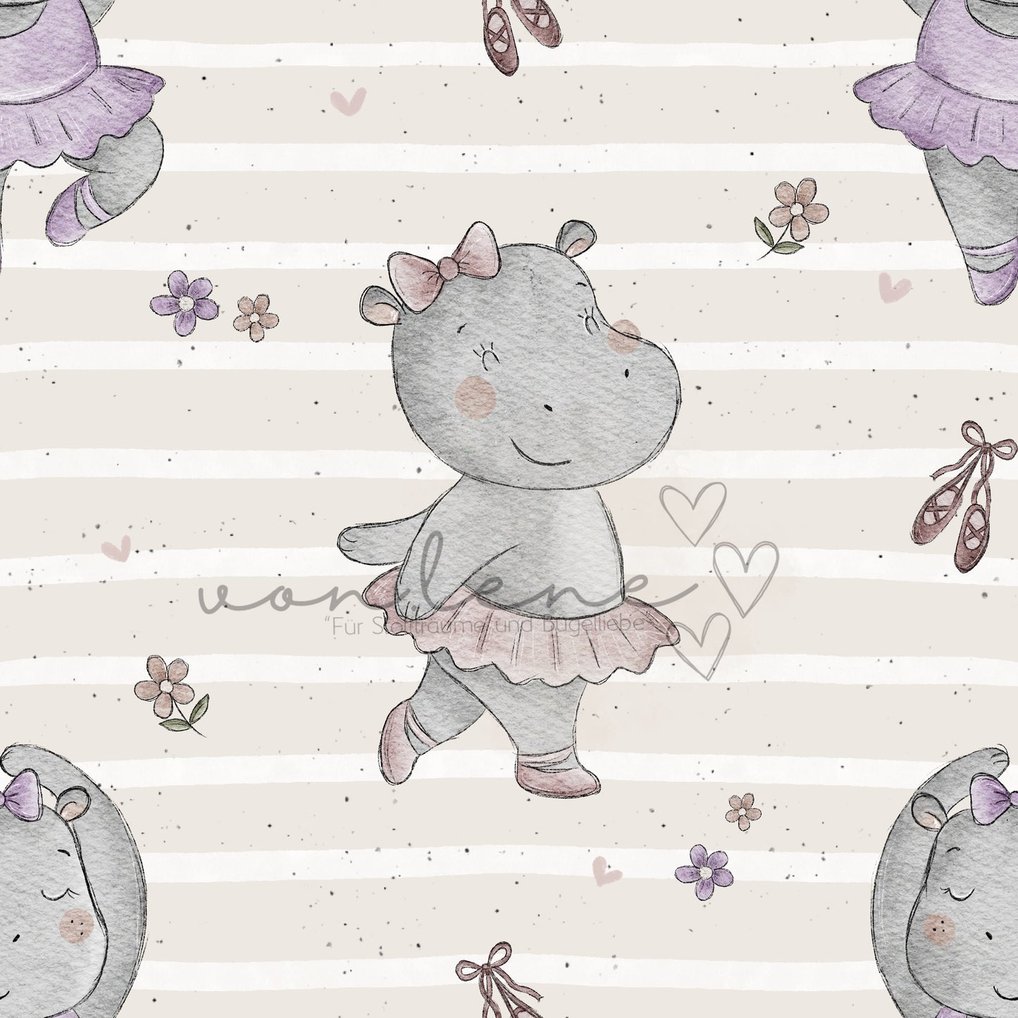 Hippo Ballerina Design Digital inkl. PNG Datei