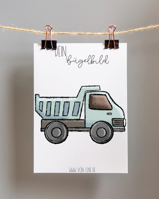 Bügelbild groß Baustellenleitung Laster