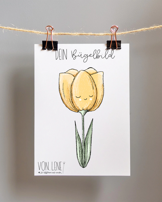 Bügelbild Blumenliebe Gelb