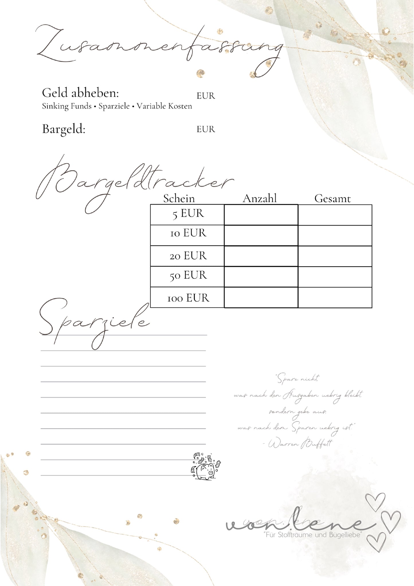 Familien Budgetplaner digitale Datei