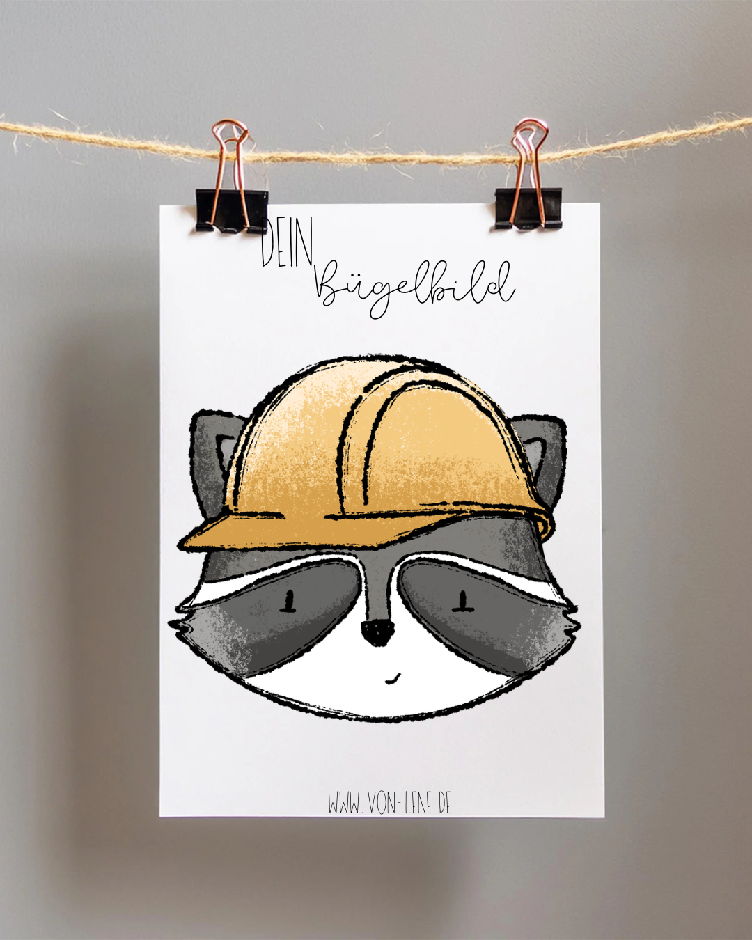 Bügelbild groß Baustellenleitung Waschbär