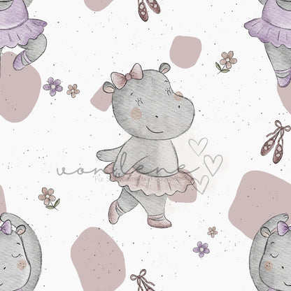 Hippo Ballerina Design Digital inkl. PNG Datei