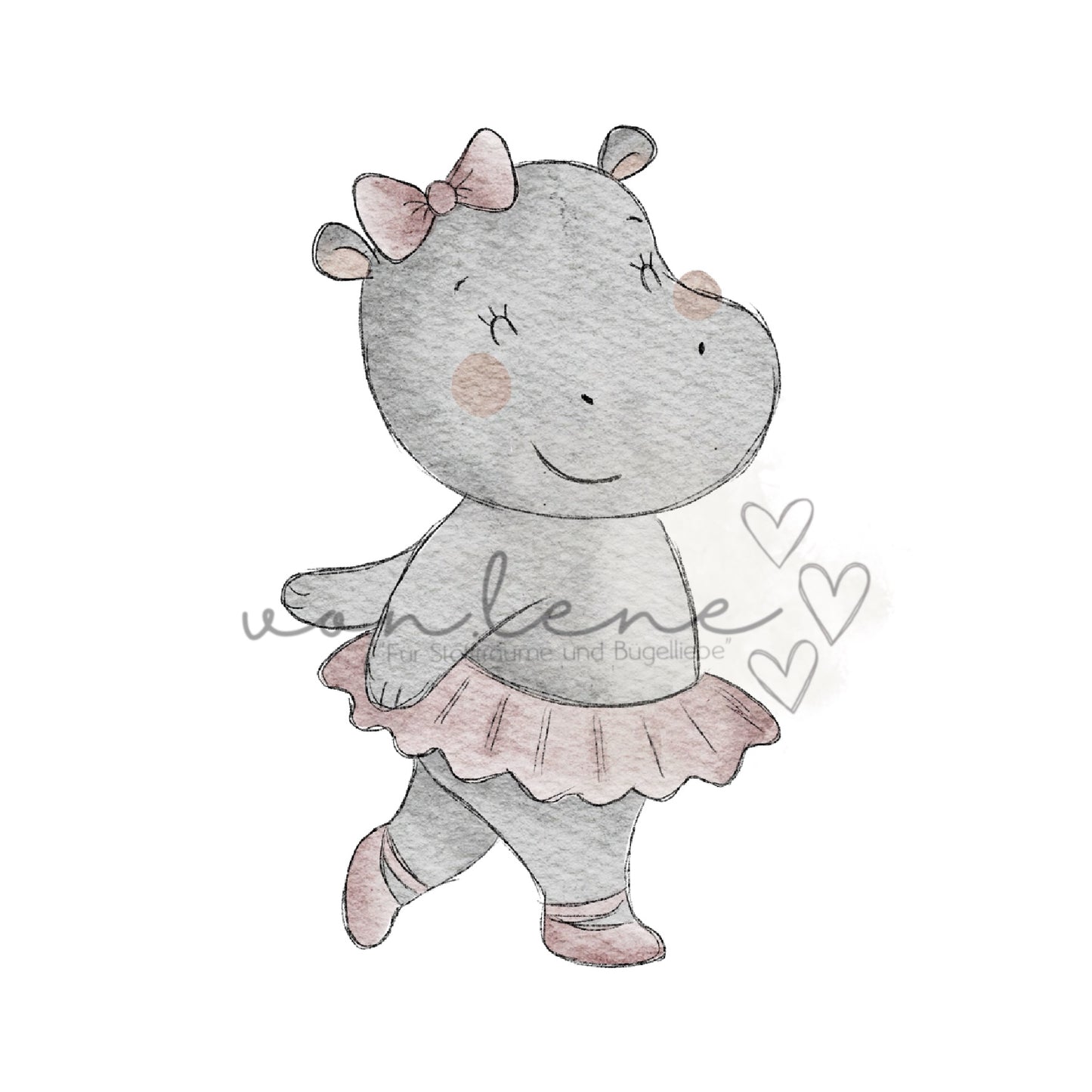 Hippo Ballerina Design Digital inkl. PNG Datei