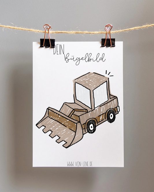 Bügelbild groß Baustelle scratch Bulldozer