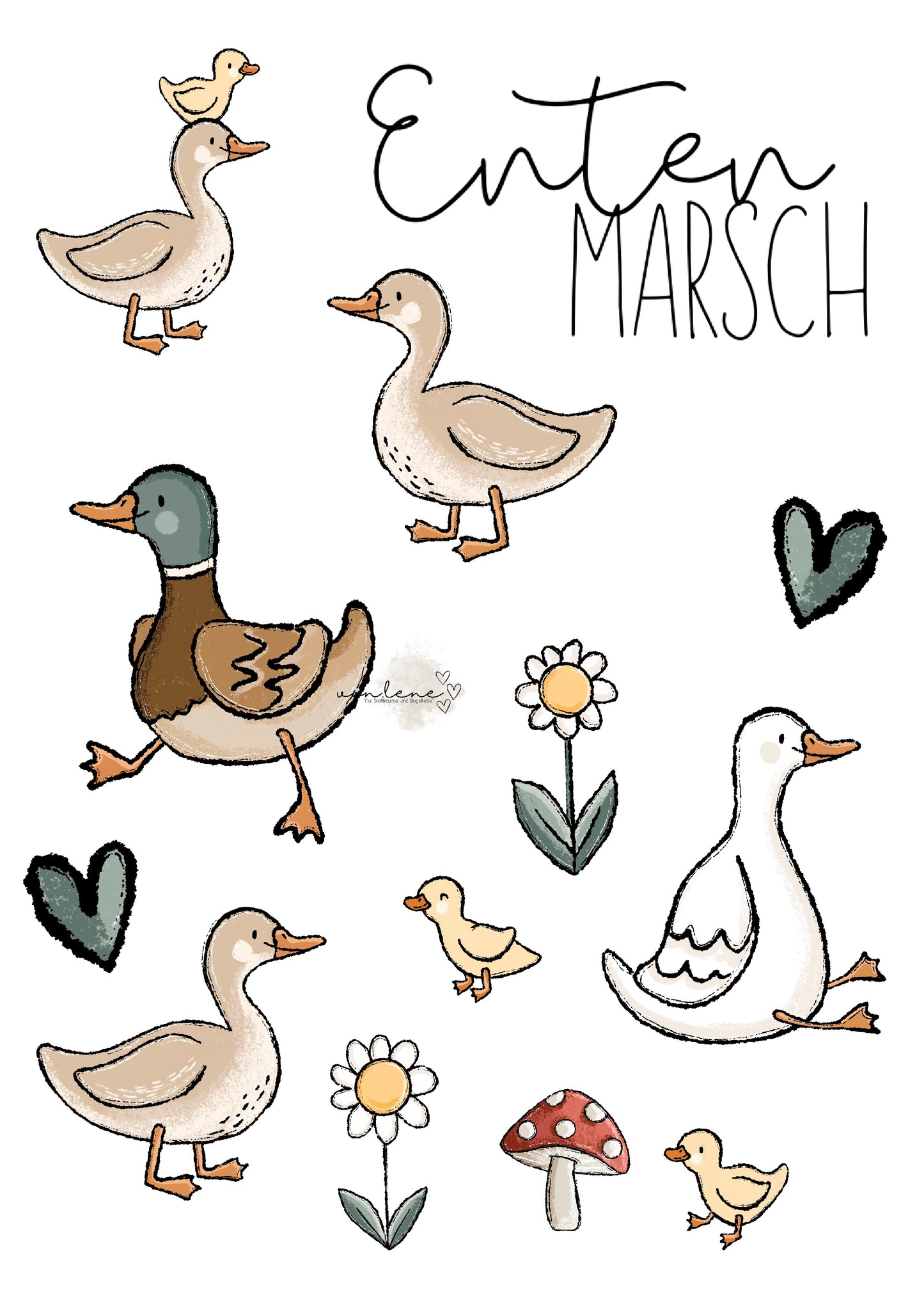 Bügelbildbogen A4 Entenmarsch