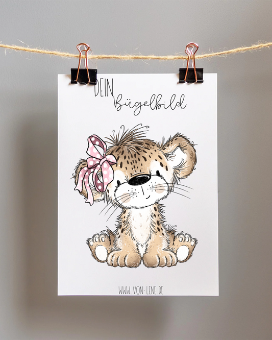 Bügelbild Leopard rosa