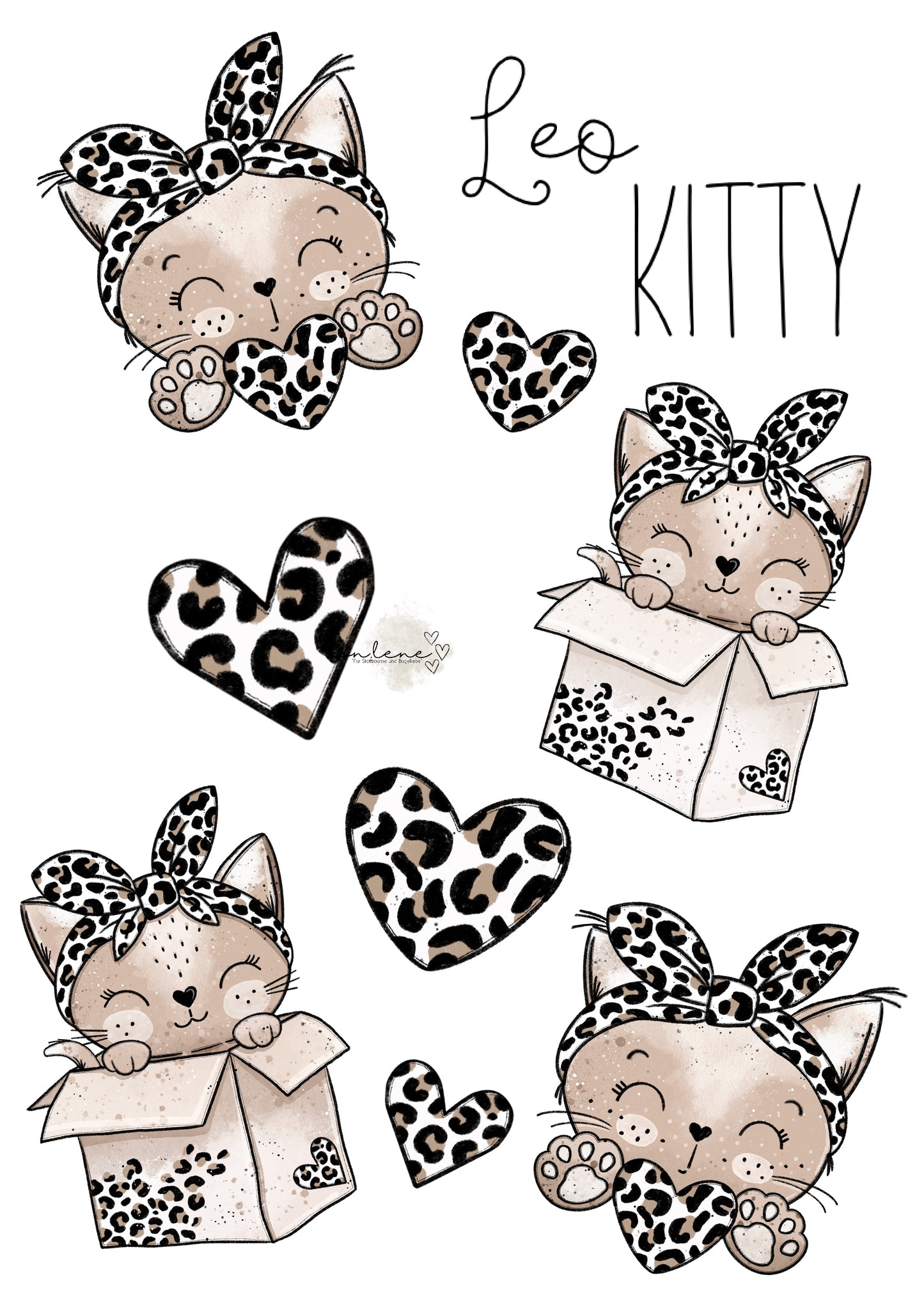 Bügelbildbogen A4 Leo Kitty