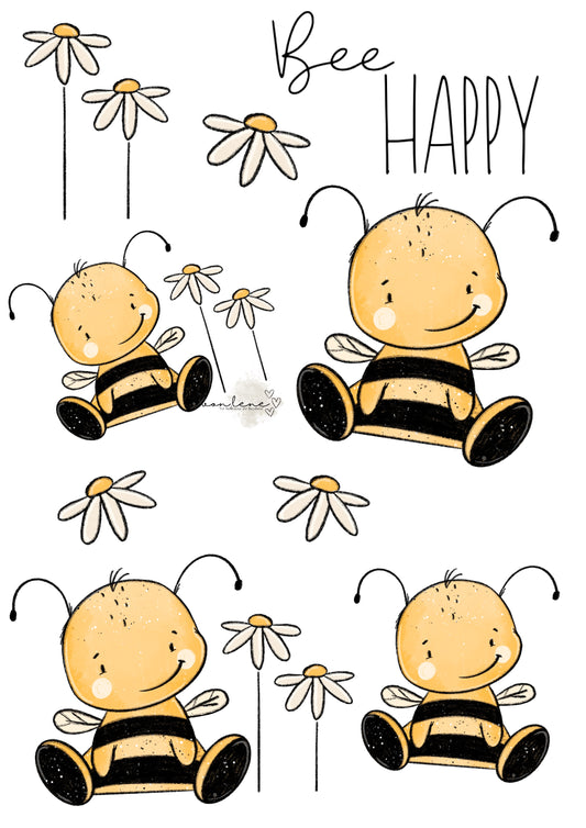 Bügelbildbogen A4 Bee Happy
