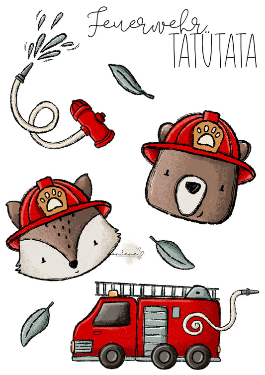 Bügelbildbogen A4 Feuerwehr