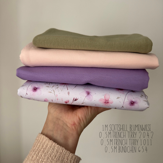 Stoffpaket Softshell Blumenwiese