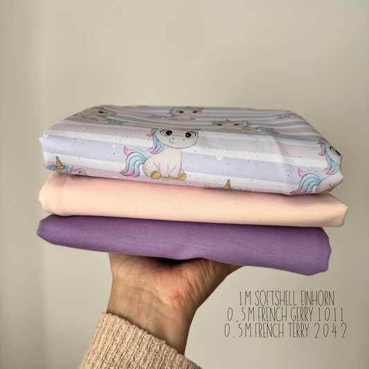 Stoffpaket Softshell Mina das Einhorn