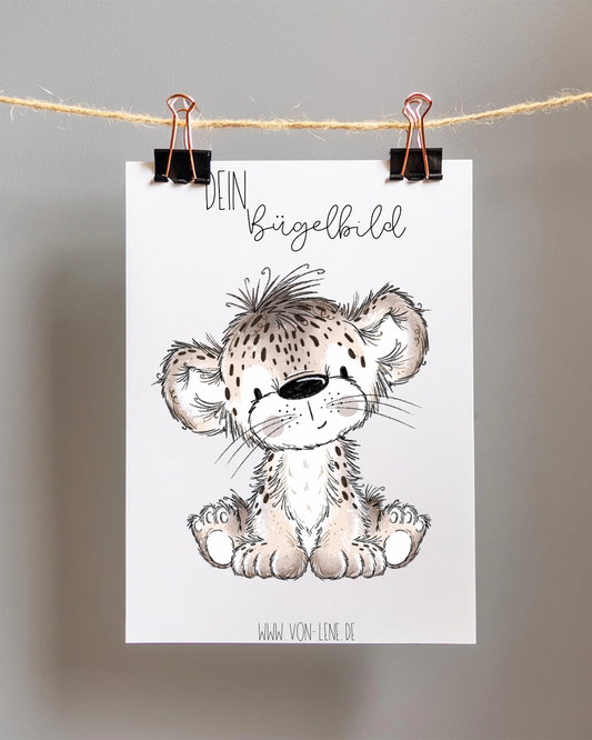 Bügelbild Leopard grau