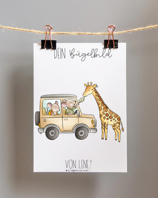 Bügelbild Safarimäuse Auto