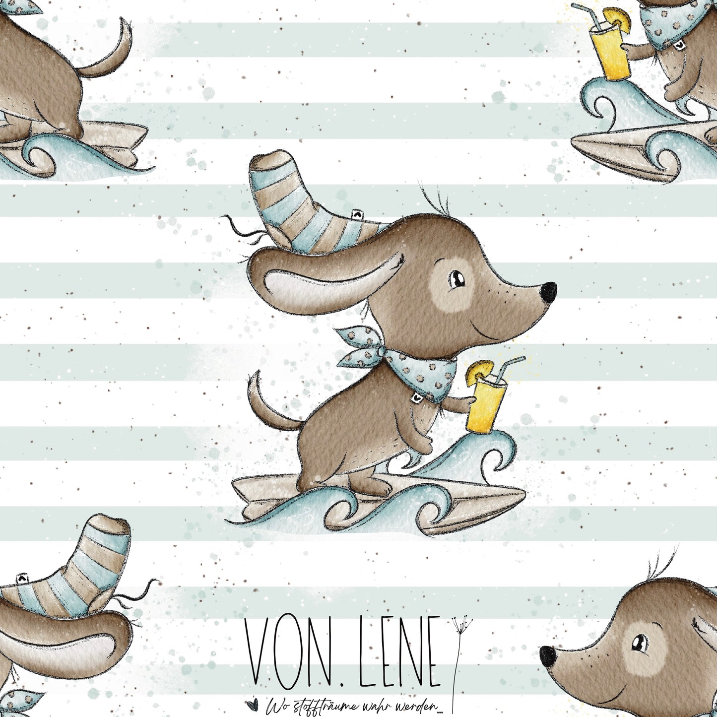 Surfdackel mit Getränk digitales Design