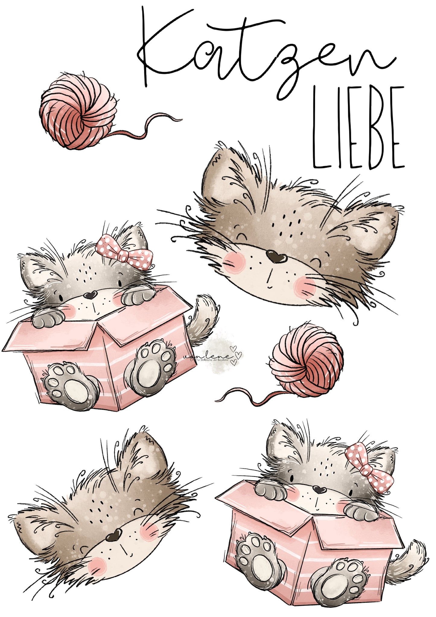 Bügelbildbogen A4 Katzen liebe