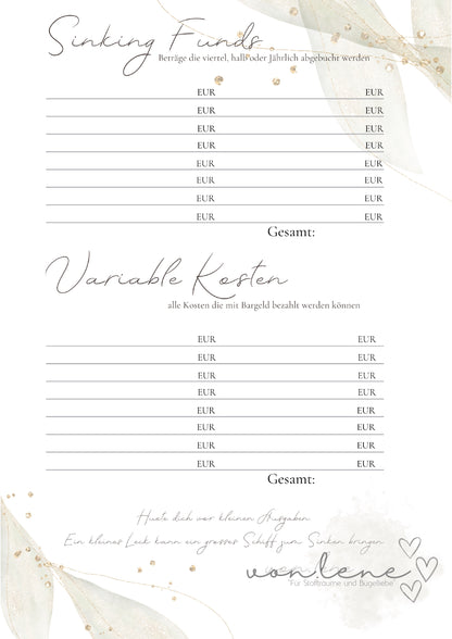 Familien Budgetplaner digitale Datei