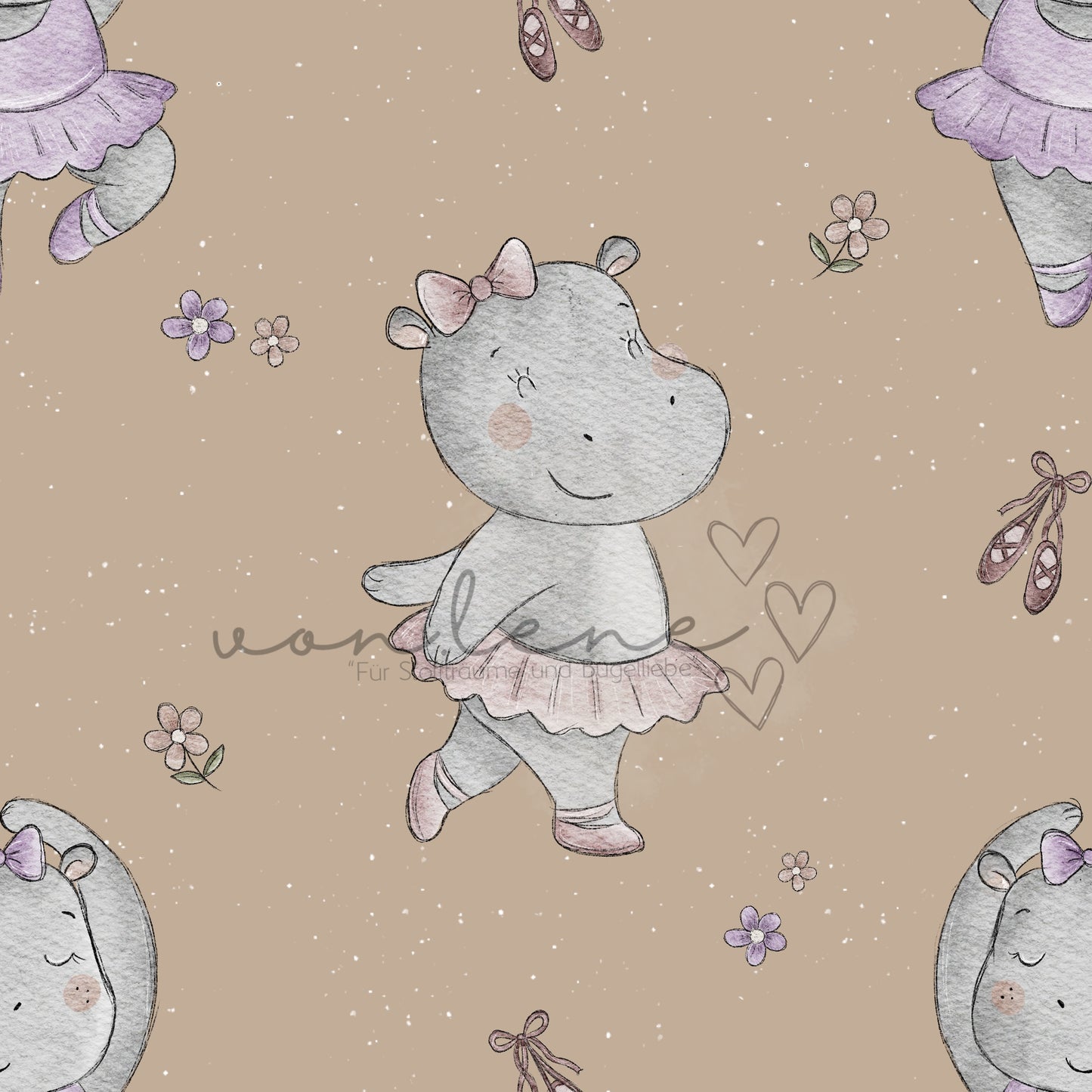 Hippo Ballerina Design Digital inkl. PNG Datei