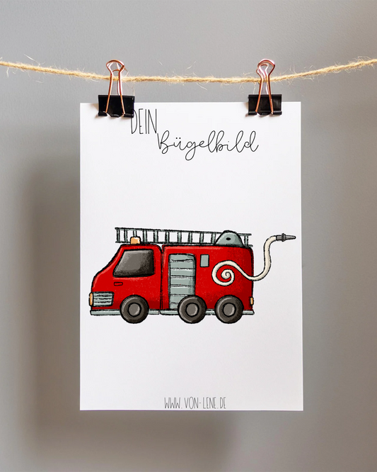 Bügelbild groß Feuerwehr Auto