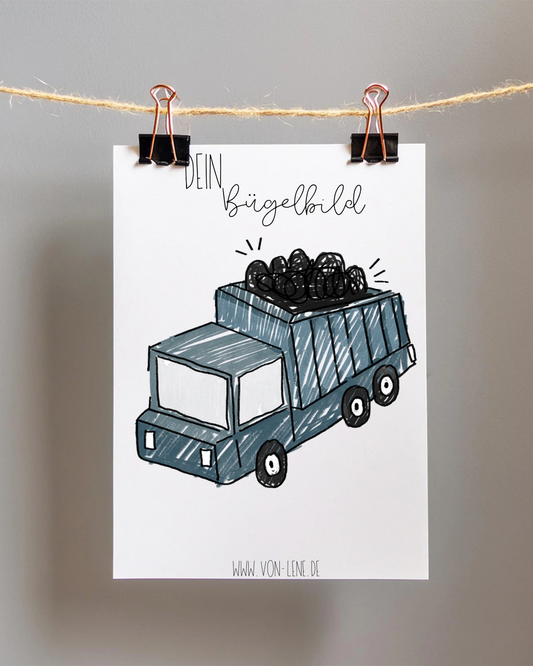 Bügelbild groß Baustelle scratch Laster