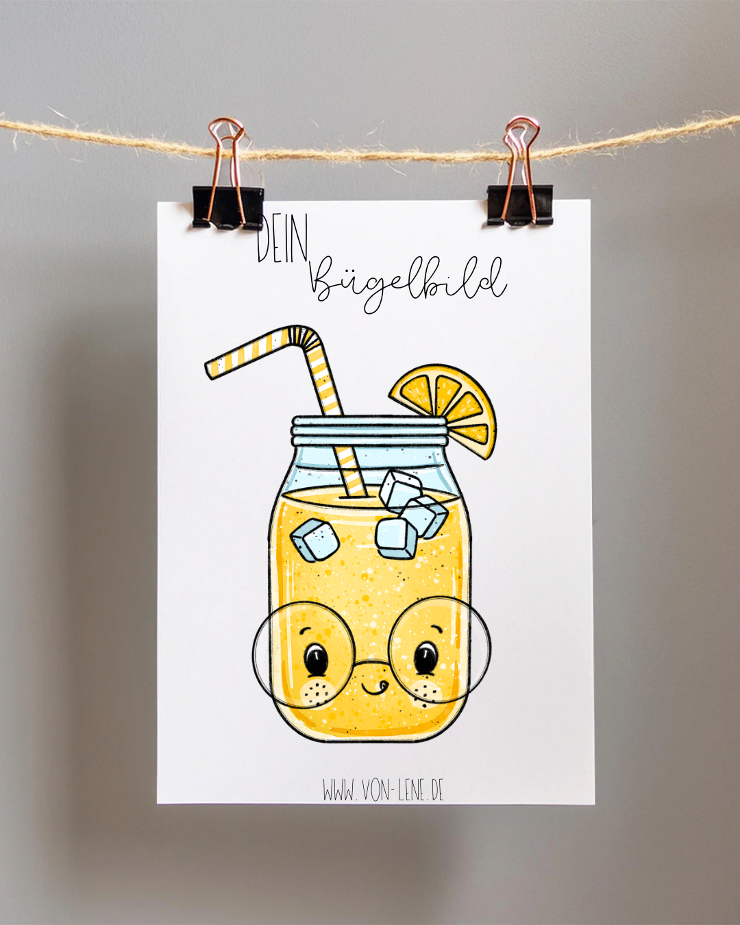 Bügelbild Limonade mit Brille