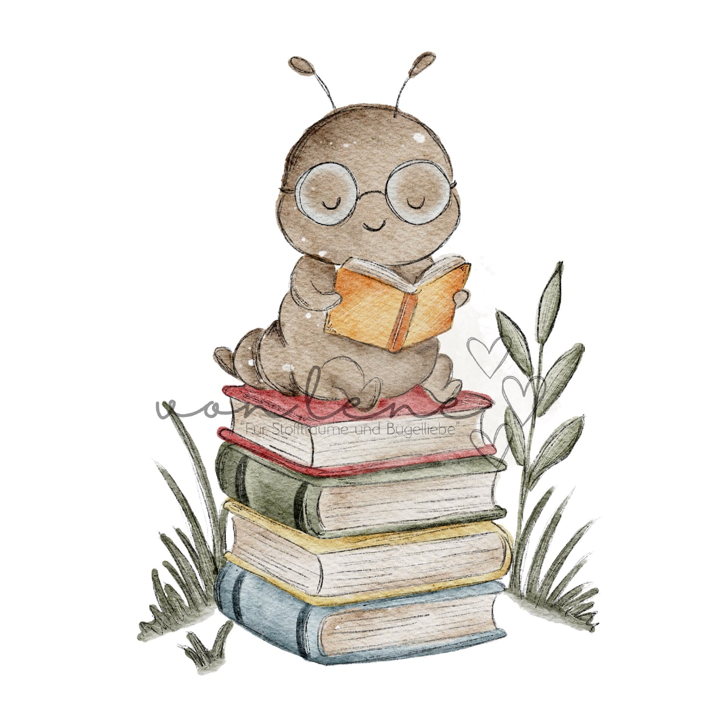 Bücherwurm digitales Design