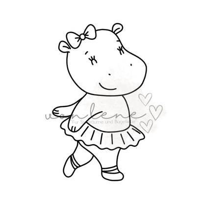 Hippo Ballerina Outline