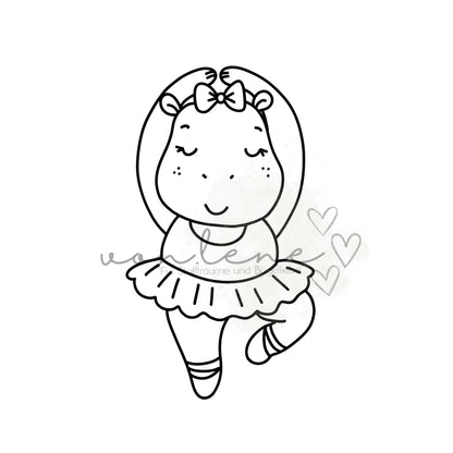 Hippo Ballerina Outline
