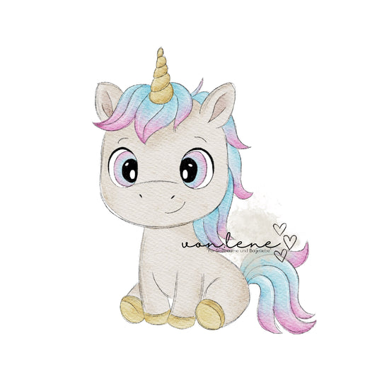 Bügelbild Mina das Einhorn
