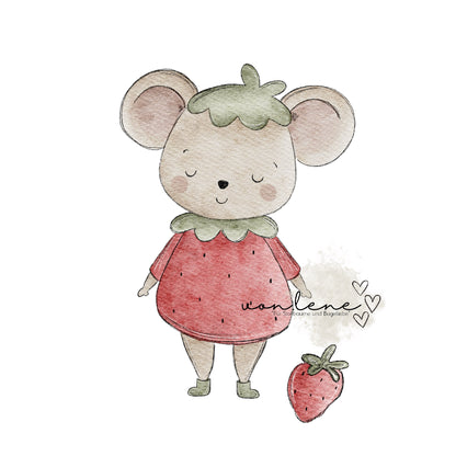 Bügelbild Erdbeermaus