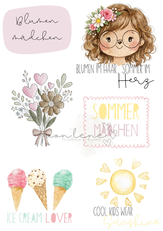 Bügelbildbogen A4 Sommerbriese