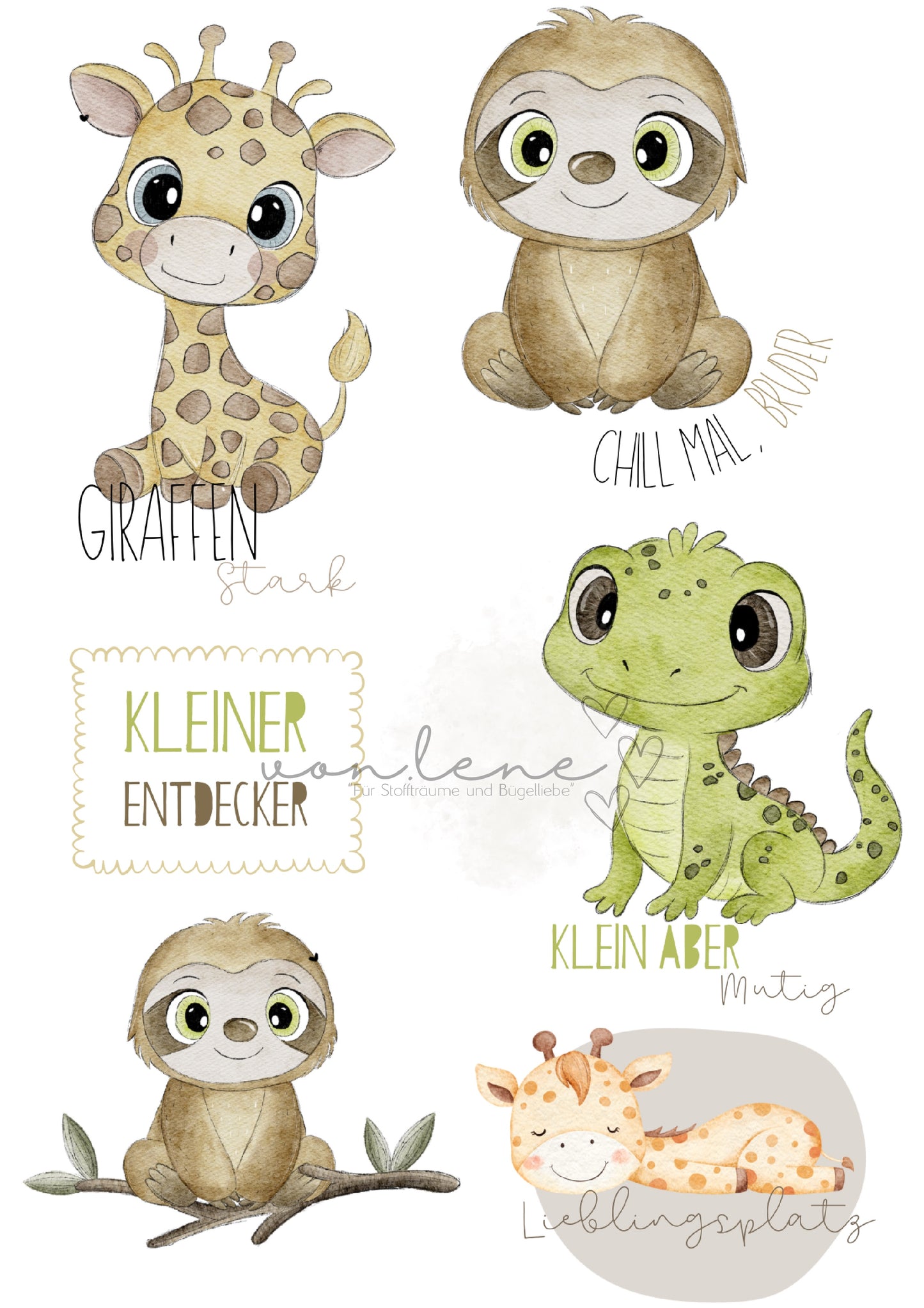 Bügelbildbogen A4 Kleine Entdecker Tiere