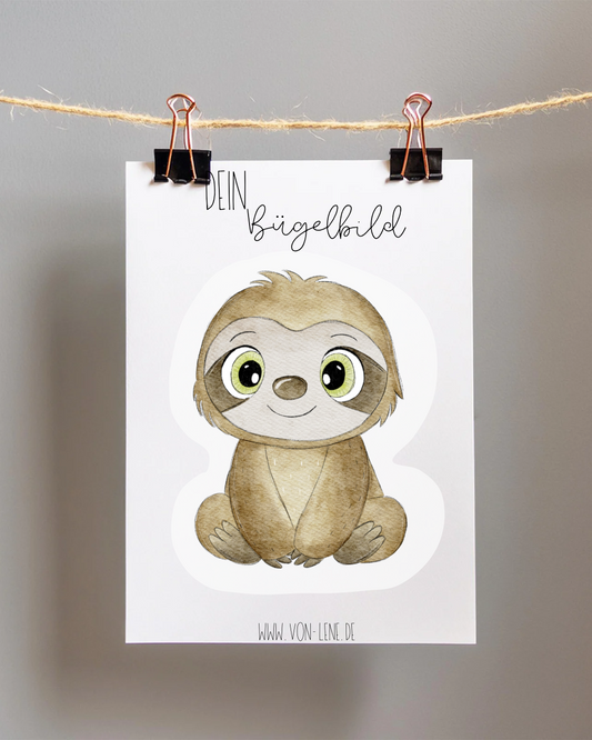 Bügelbild groß Faultier Junge