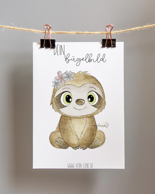 Bügelbild groß Faultier Mädchen