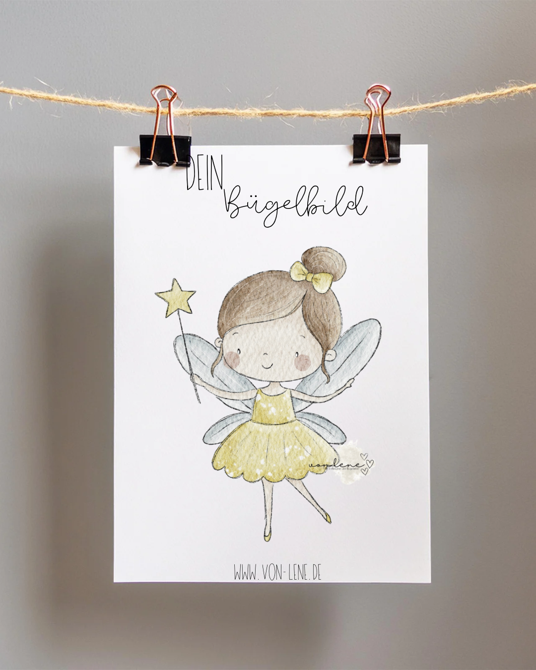 Bügelbild groß Fee gelb