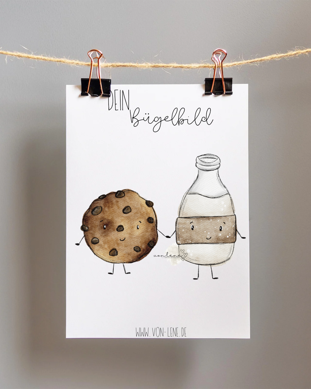 Bügelbild groß Keks trifft Milch