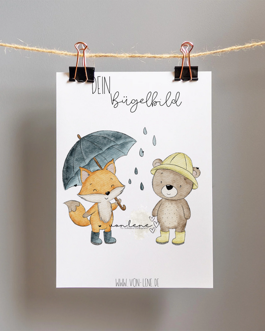 Bügelbild groß Regenfreunde