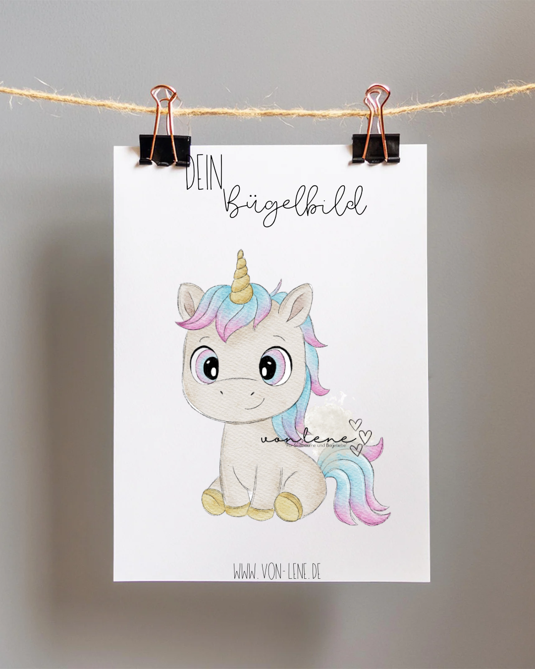 Bügelbild groß Mina das Einhorn